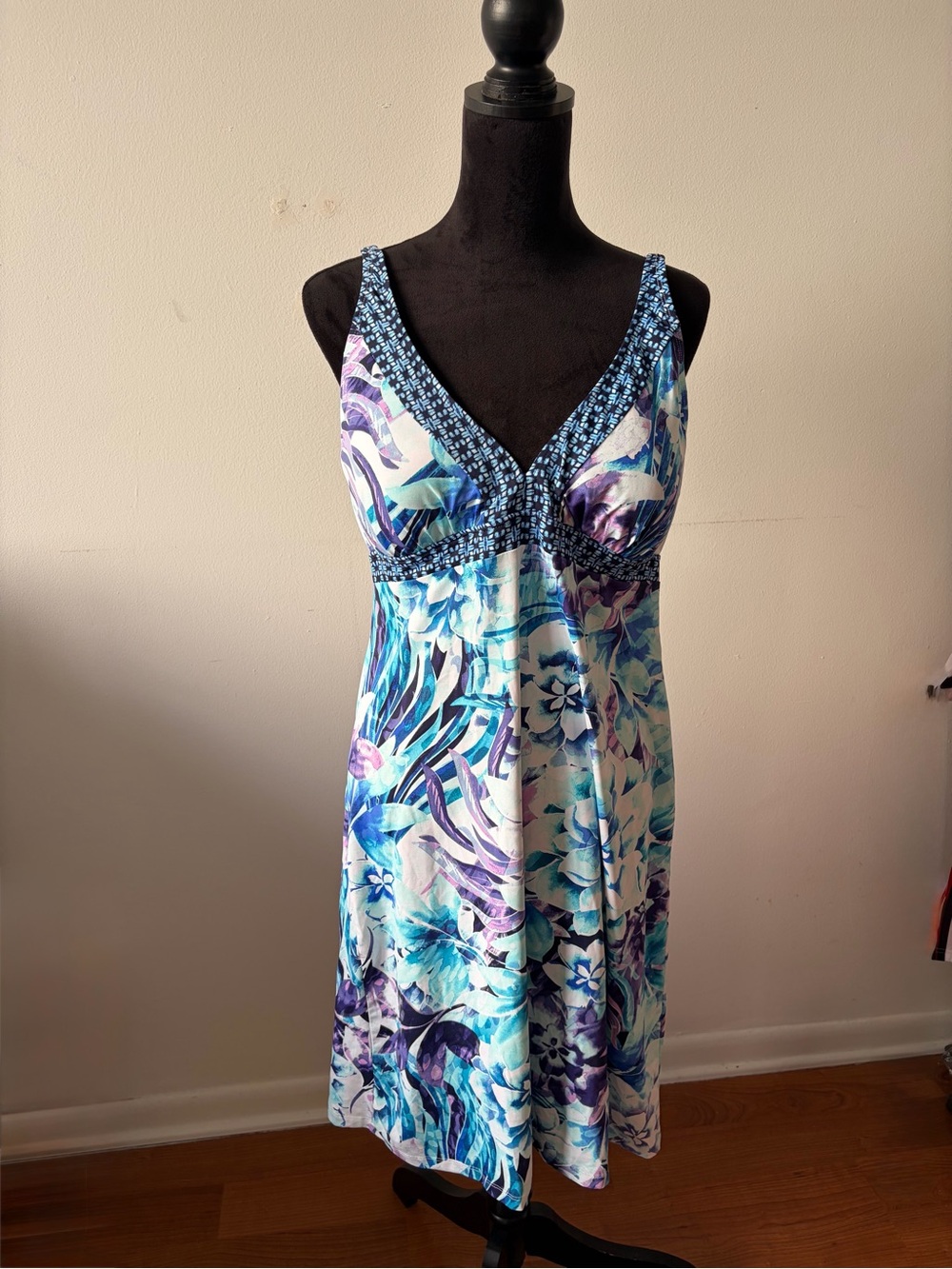Tommy Bahama Swim Dress Cover Up Size XL Blue Purple Tropical Floral TSW80410C